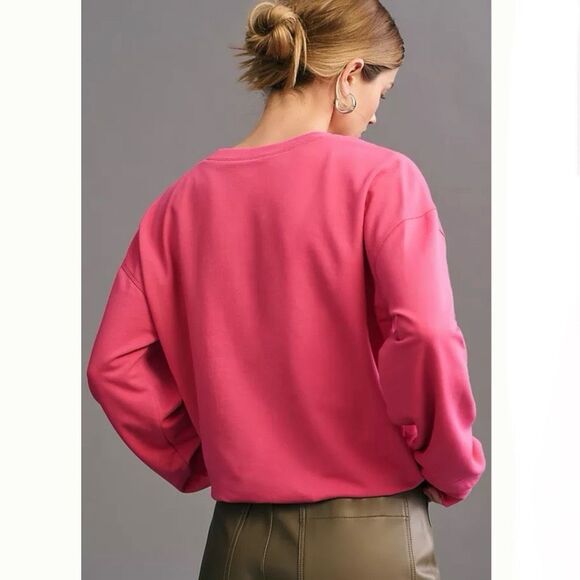 Anthropologie Maeve Twist-Front Sweatshirt top Size M pink - Picture 3 of 9